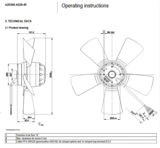 A2D300-AD20-49 EBMpapst Fan Axial Fan drawing