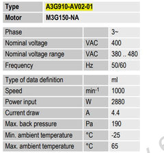 A3G910-AV02-01 ebm-papst AC Axial Fan 3-380-480V 2880W 4.4A 1000rpm
