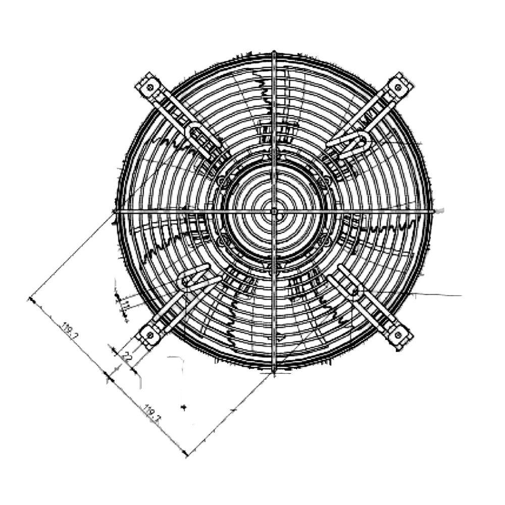 DRAWING OF FN031-4DZ.0F.A7P2 ZIEHL-ABEGG Axial Fan