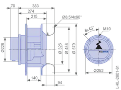 DRAWING OF RH45C-ZID.GG.1R ZIEHL-ABEGG centrifugal fan