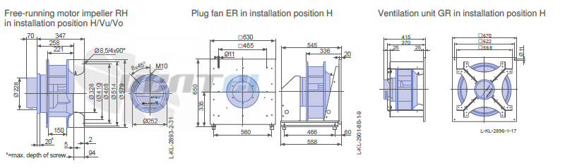 Drawing/dimension1 GR50C-ZIK.GL.CR ZIEHL-ABEGG centrifugal fan