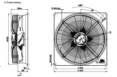 Drawing/dimension Ebmpapst W3G910-KS35-03/F01 Fan