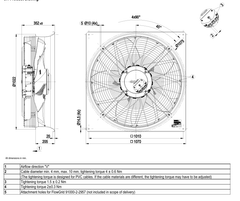 Drawing/dimension Ebmpapst W3G910-KV12-03/F01 Axial Fan