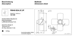 Drawing/dimension FB040-SDA.2C.2P ZIEHL-ABEGG Axial Fan
