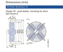 Drawing/dimension FB056-6EW.4F.3L ZIEHL-ABEGG Axial Fan