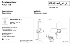 Drawing/dimension FB063-6EA.4I.2L ZIEHL-ABEGG Axial Fan