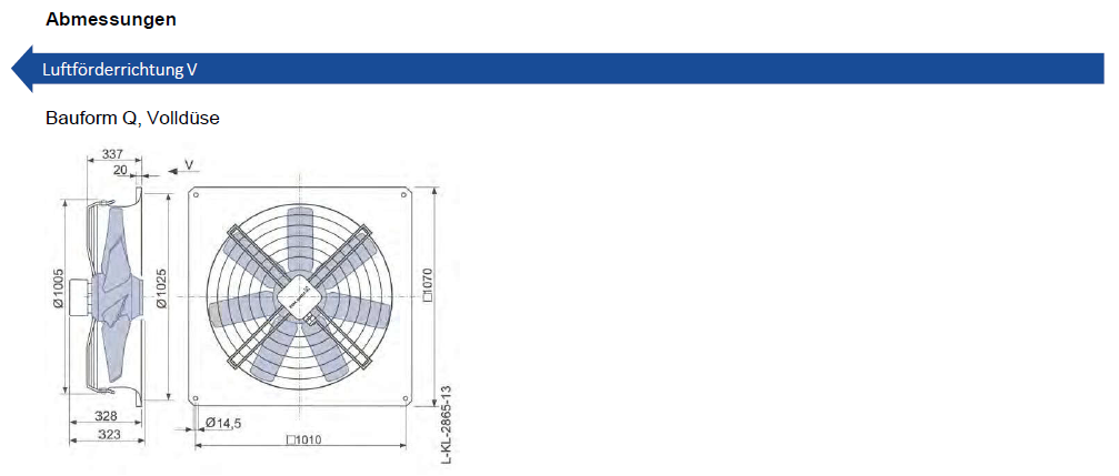 Drawing/dimension FC091-SDQ.7Q.V7 ZIEHL-ABEGG Axial Fan