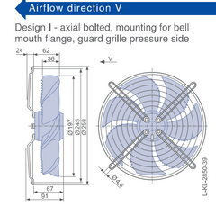 Drawing/dimension FN020-2EI.W6.V7 ZIEHL-ABEGG Axial Fan