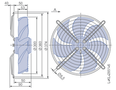 Drawing/dimension FN030-4EW.WA.A7 ZIEHL-ABEGG Axial Fan