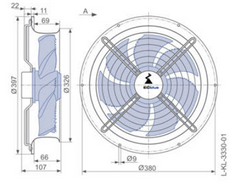 Drawing/dimension FN030-6IL.0E.A7 ZIEHL-ABEGG Axial Fan