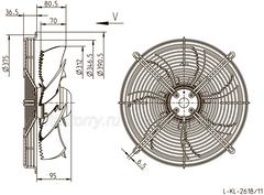 Drawing/dimension FN031-4ED.WD.A7 ZIEHL-ABEGG Axial Fan