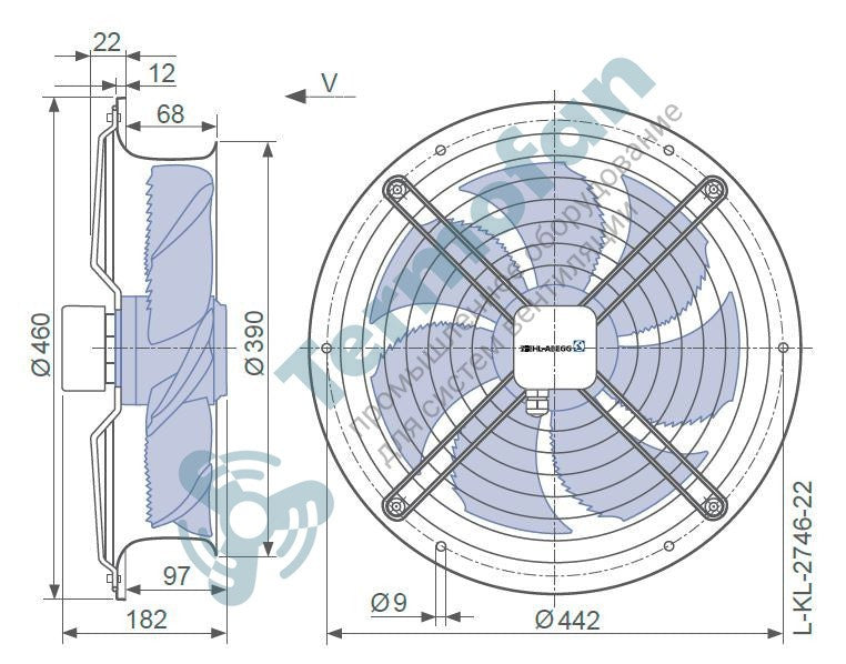 Drawing/dimension FN035-4EH.0F.V7P2 ZIEHL-ABEGG Axial Fan