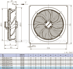 Drawing/dimension FN050-ADQ.4C.V7P1 ZIEHL-ABEGG Axial Fan