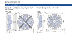 Drawing/dimension FN050-ZIW.DC.A7P2 ZIEHL-ABEGG Axial Fan