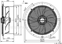 Drawing/dimension FN063-SDL.4I.A7P1 ZIEHL-ABEGG Axial Fan