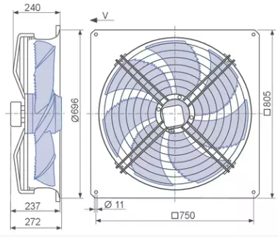 Drawing/dimension FN063-VDQ.6N.V7P6 ZIEHL-ABEGG Axial Fan