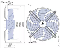 Drawing/dimension FN071-6IW.BD.A7P3 ZIEHL-ABEGG Axial Fan