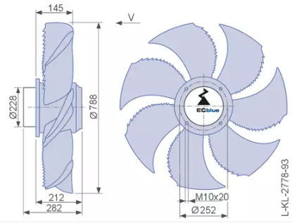 Drawing/dimension FN080-ZIA.GQ.V7P3 ZIEHL-ABEGG Axial Fan