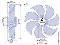 Drawing/dimension FN080-ZIA.GQ.V7P3 ZIEHL-ABEGG Axial Fan