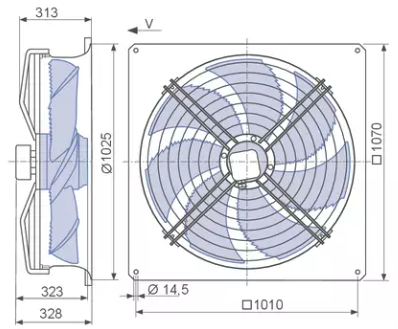 Drawing/dimension FN091-SDQ.7M.V5P1 ZIEHL-ABEGG Axial Fan