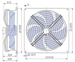 Drawing/dimension FN091-SDQ.7M.V5P1 ZIEHL-ABEGG Axial Fan