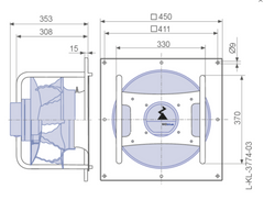 Drawing/dimension GR31I-ZID.DC.CR ZIEHL-ABEGG centrifugal fan