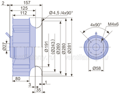 Drawing/dimension RH28L-4EP.WC.2R ZIEHL-ABEGG centrifugal fan