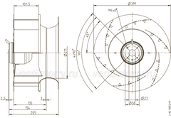 Drawing/dimension RH31L-4EP.WD.1R ZIEHL-ABEGG centrifugal fan