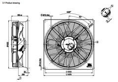 Drawing/dimension W3G910-LV12-36/F01 ebm papst fan