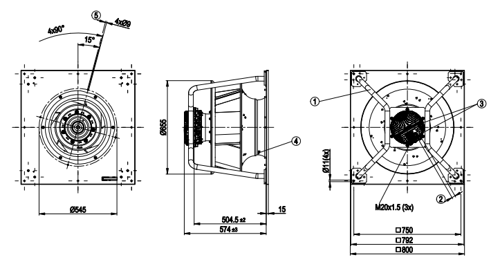 Ebm-papst K3G560-PB31-71 Centrifugal Fan dimension