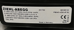 FB045-VDK.4F.6L ZIEHL-ABEGG Axial Fan nameplate