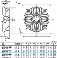 FE063-SDQ.4I.A7 ZIEHL-ABEGG Axial Fan dimension