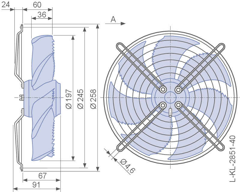FN025-2ED.WA.A7 ZIEHL-ABEGG Axial Fan dimension