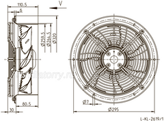 FN025-2ED.WA.A7 ZIEHL-ABEGG Axial Fan drawing