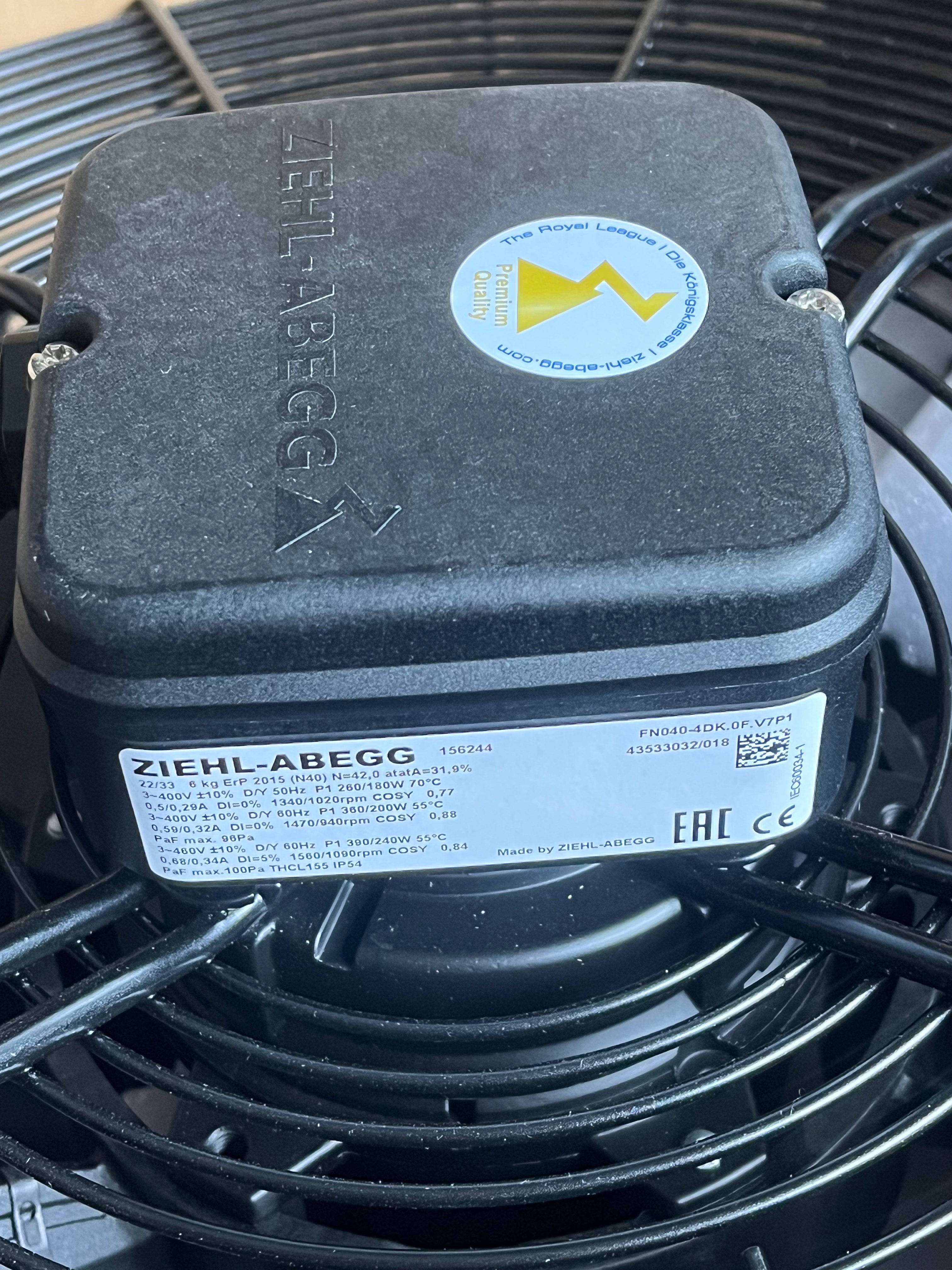 FN040-4DK.0F.V7P1 ZIEHL-ABEGG Axial fan nameplate
