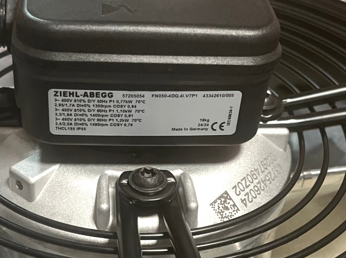 FN050-4DQ.4I.V7P1 ZIEHL-ABEGG Axial Fan nameplate