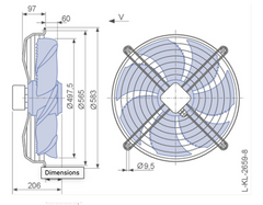 FN050-SDK.4F.V7P1 ZIEHL-ABEGG Axial Fan DIMENSION