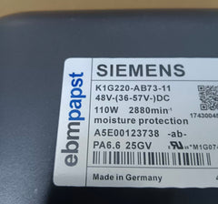 K1G220-AB73-11 A5E00123738 ebmPapst Inverter Cooling Fan nameplate