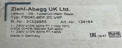 Lable of FB040-6EK.2C.V4P ZIEHL-ABEGG Axial Fan