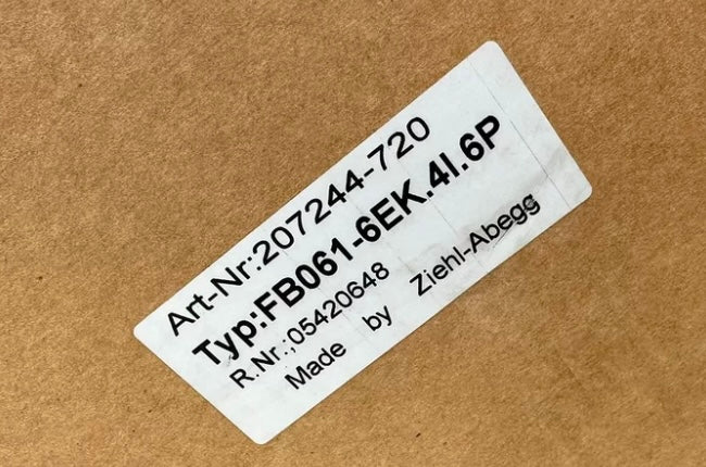 Lable of FB061-6EK.4I.6P ZIEHL-ABEGG Axial Fan