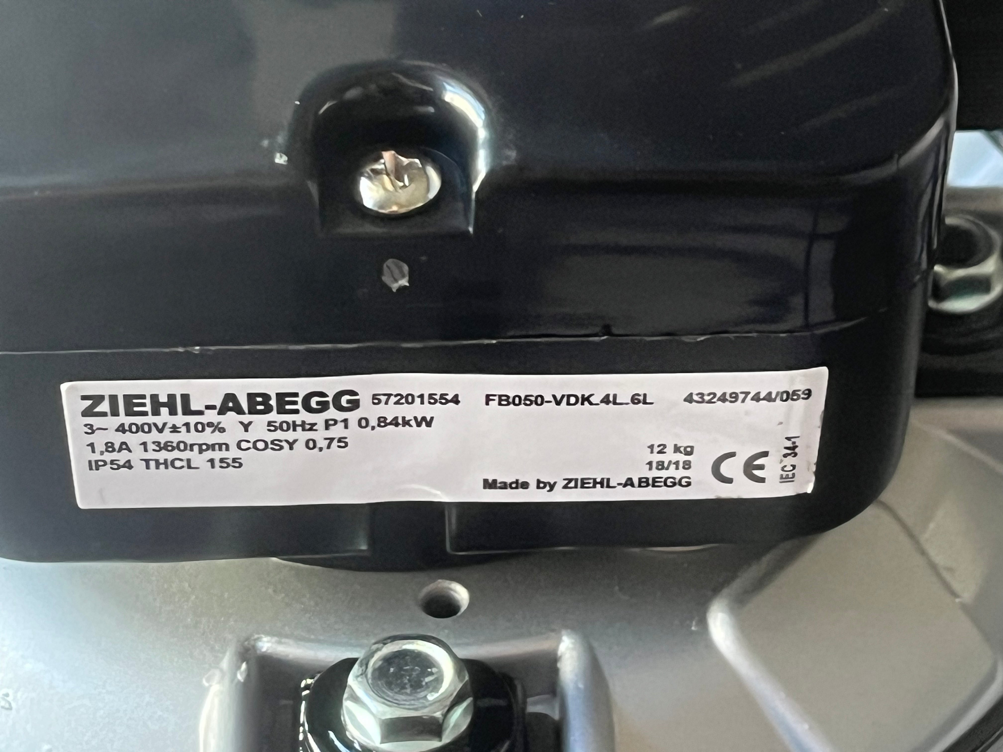 Nameplate of FB050-VDK.4L.6L ZIEHL-ABEGG Axial Fan