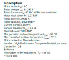 Parameters RH19L-2EP.W6.1R ZIEHL-ABEGG centrifugal fan
