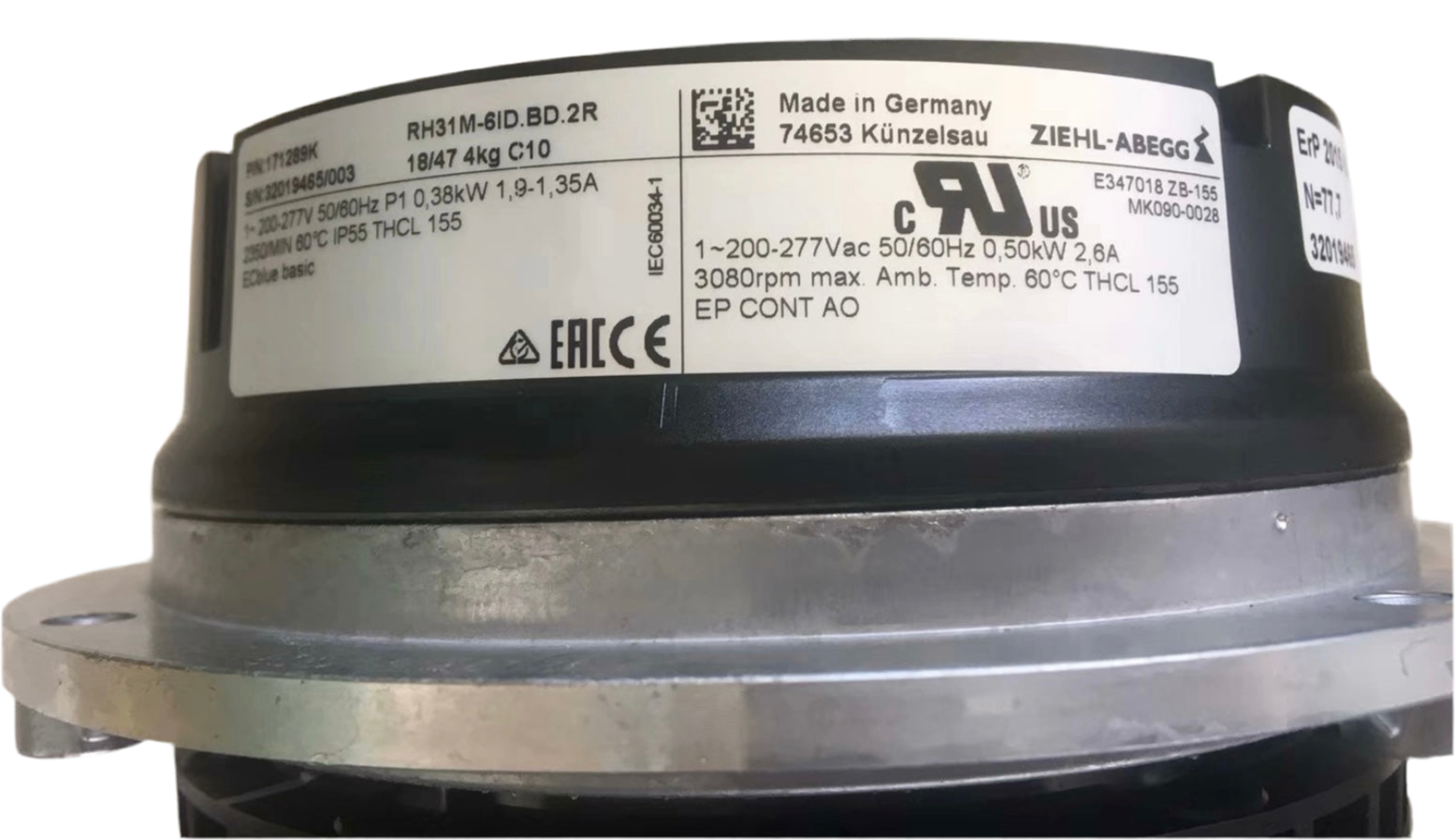 Parameters RH31M-6ID.BD.1R ZIEHL-ABEGG centrifugal fan