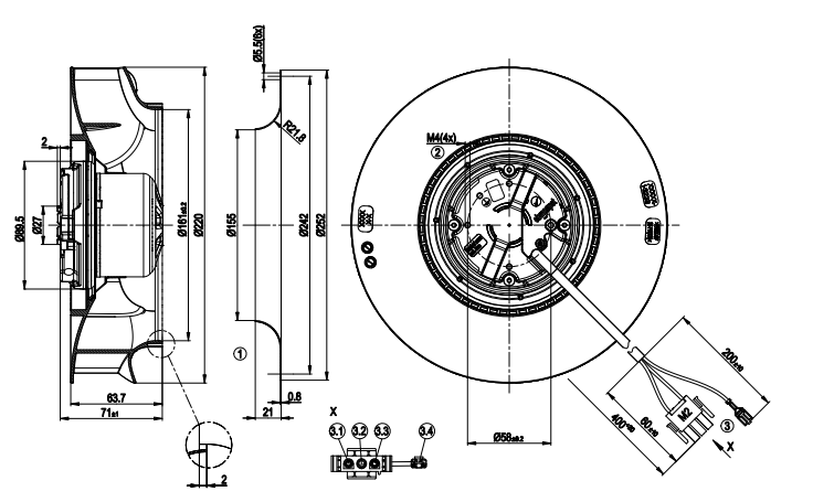 Ebm-papst R3G220-RC05-07 230V 85W FAN Ebm-papst R3G220-RC05-07 230V 85W FAN