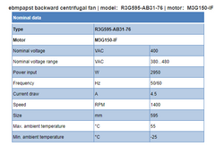 R3G595-AB31-76 ebm-papst Centrifugal Fan data