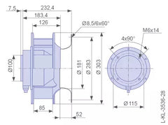 RH28C-2DD.3I.CR ZIEHL-ABEGG centrifugal fan DIMENSION