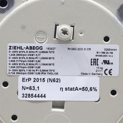 RH28C-2DD.3I.CR ZIEHL-ABEGG centrifugal fan NAMEPLATE