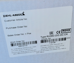 RH35C-ZID.DC.CR ZIEHL-ABEGG Centrifugal Fan label