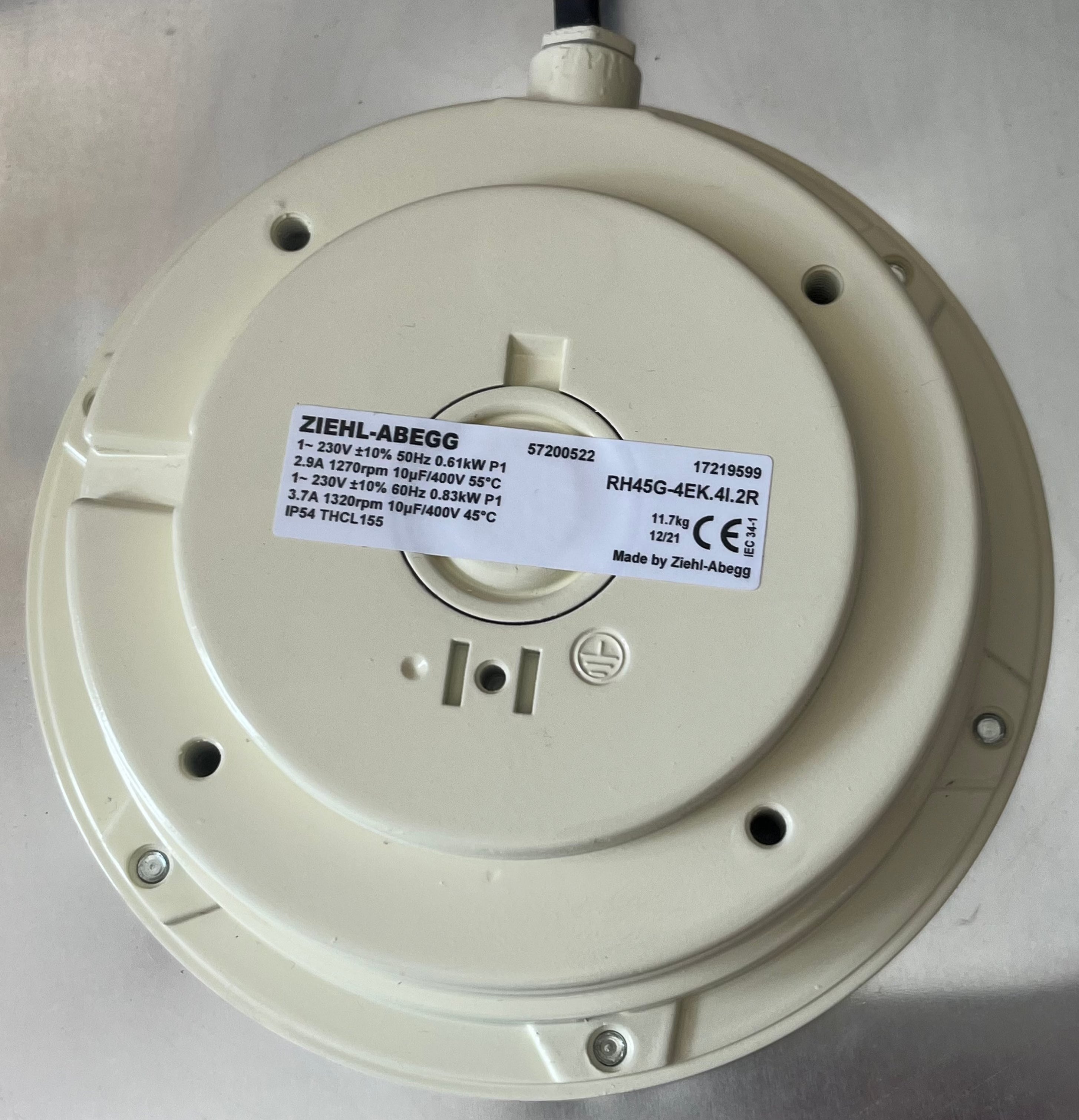 RH45G-4EK.4I.2R ZIEHL-ABEGG centrifugal fan label