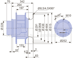 dimension of RH45I-ZID.GG.CR ZIEHL-ABEGG centrifugal fan